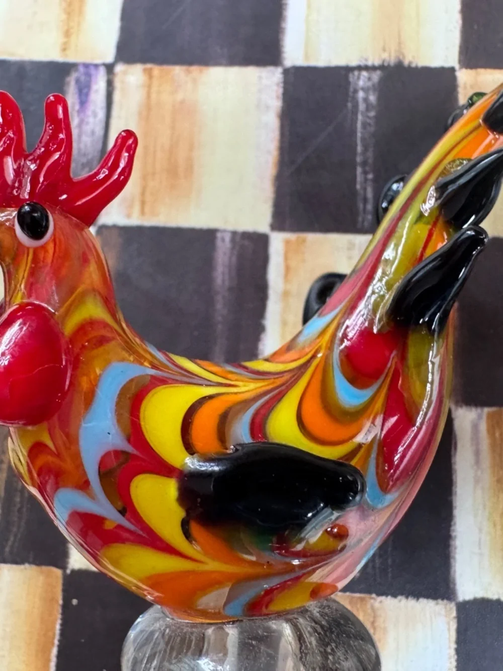 Murano Glass Rooster Bottle Stopper Hand Blown Art Glass Barware Wine Cork
